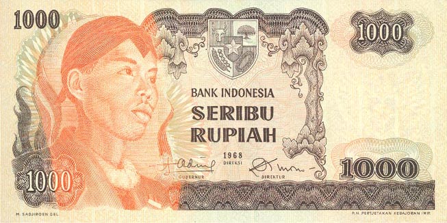 Front of Indonesia p110a: 1000 Rupiah from 1968