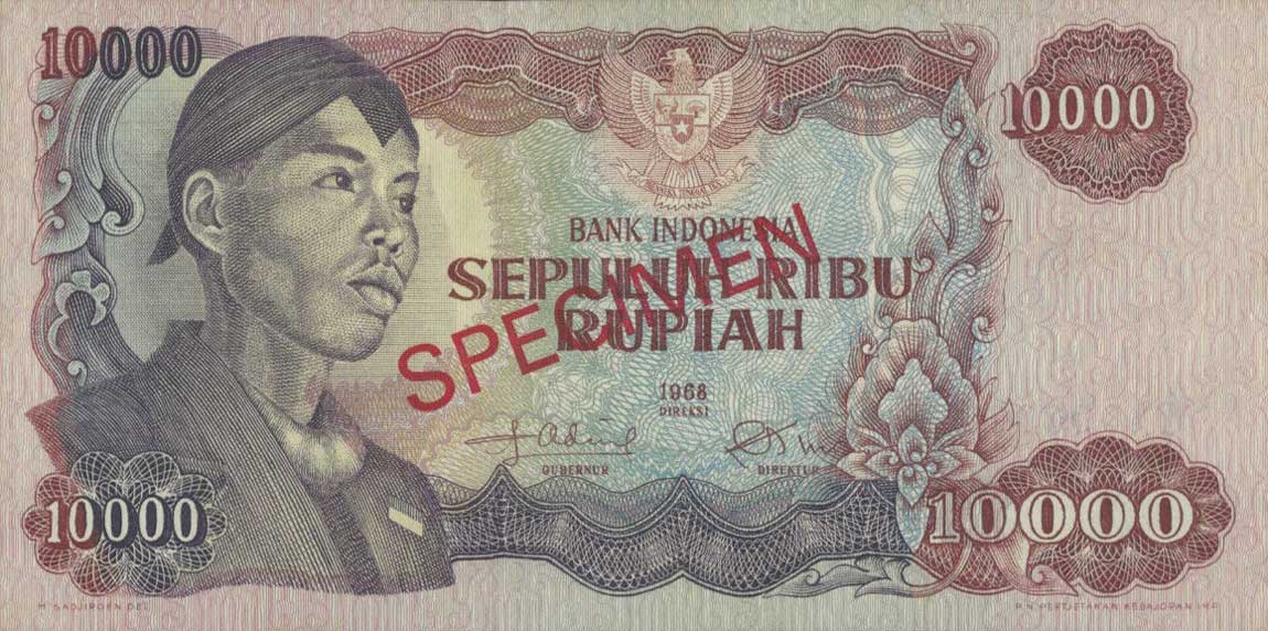 Front of Indonesia p112s2: 10000 Rupiah from 1968