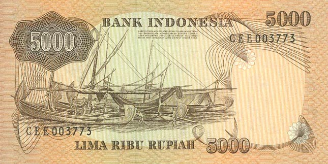 Back of Indonesia p114a: 5000 Rupiah from 1975