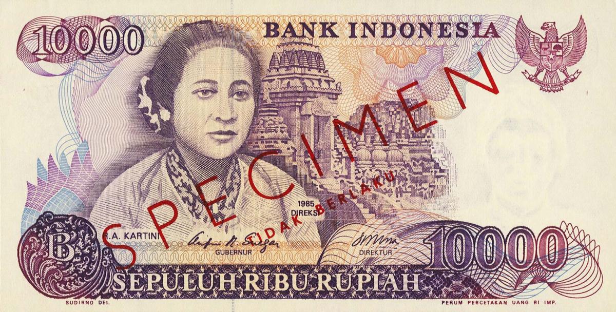 Front of Indonesia p126s: 10000 Rupiah from 1985