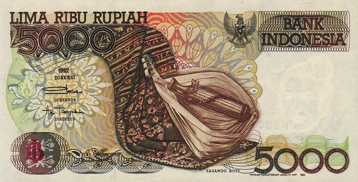 Front of Indonesia p130b: 5000 Rupiah from 1993