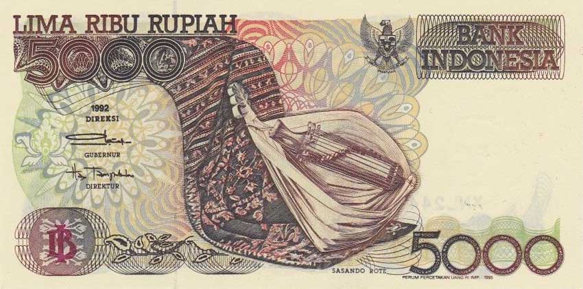 Front of Indonesia p130d: 5000 Rupiah from 1995