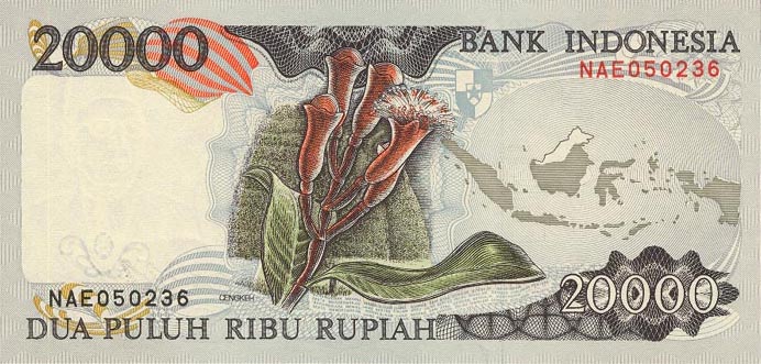 Back of Indonesia p132a: 20000 Rupiah from 1992