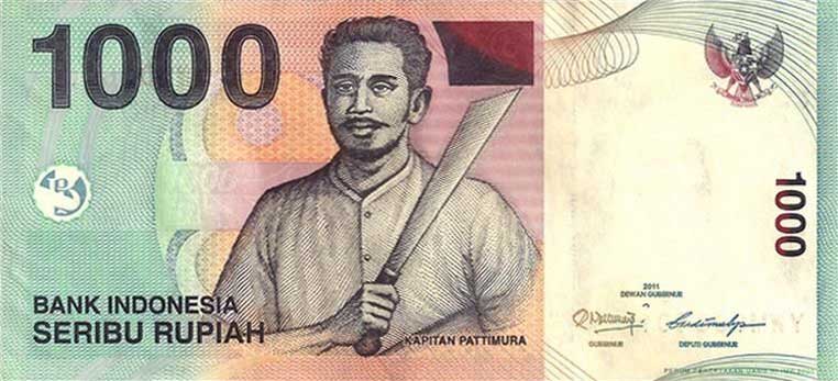 Front of Indonesia p141k: 1000 Rupiah from 2011