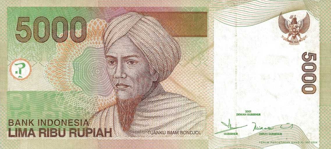 Front of Indonesia p142d: 5000 Rupiah from 2004