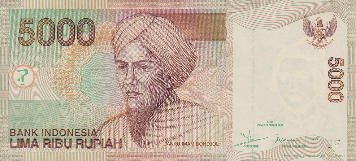 Front of Indonesia p142g: 5000 Rupiah from 2007