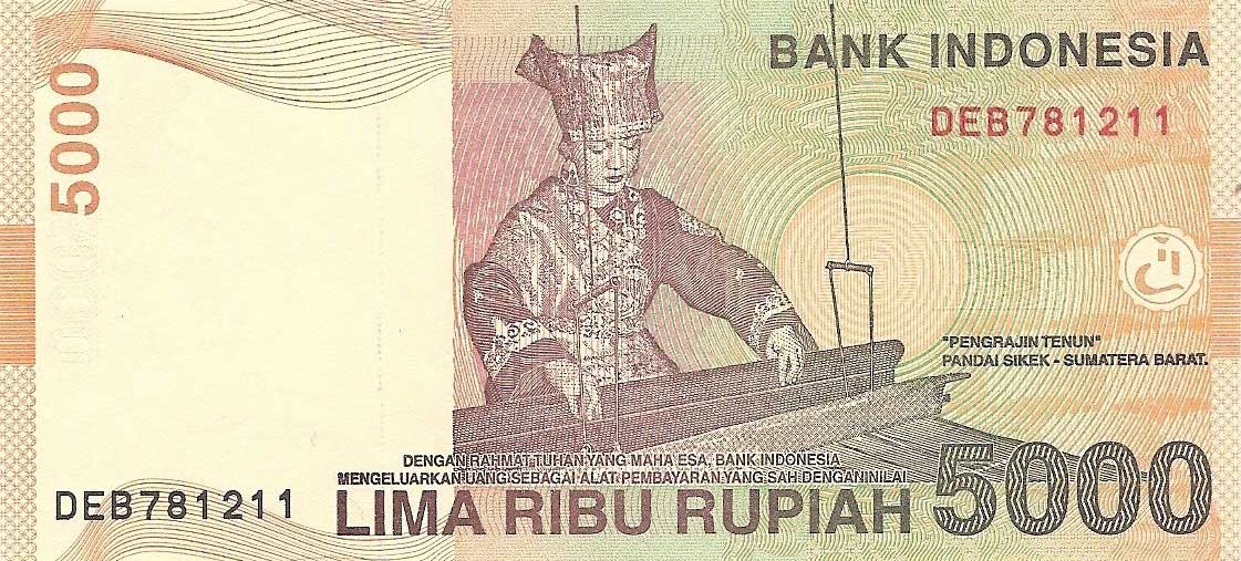 Back of Indonesia p142j: 5000 Rupiah from 2010