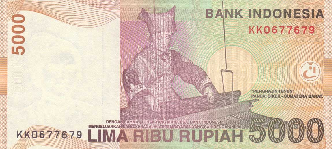 Back of Indonesia p142m: 5000 Rupiah from 2013