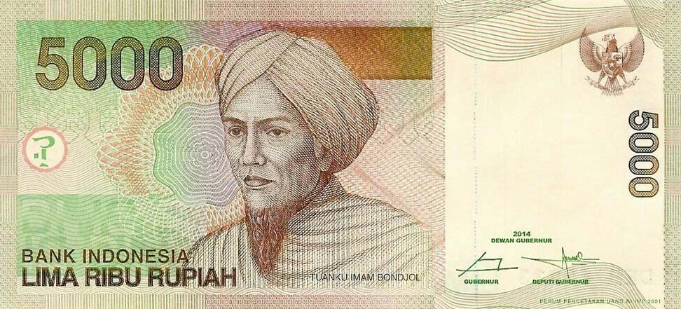 Front of Indonesia p142n: 5000 Rupiah from 2014