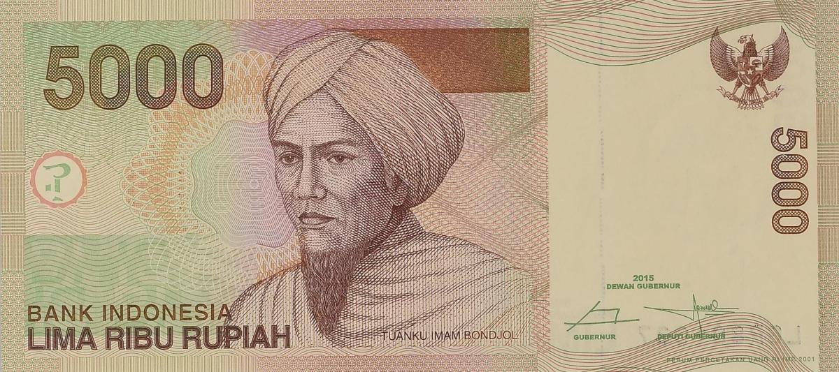 Front of Indonesia p142o: 5000 Rupiah from 2015