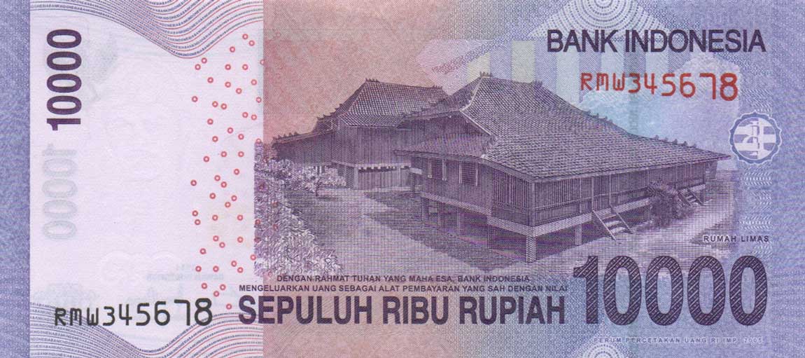 Back of Indonesia p150f: 10000 Rupiah from 2014