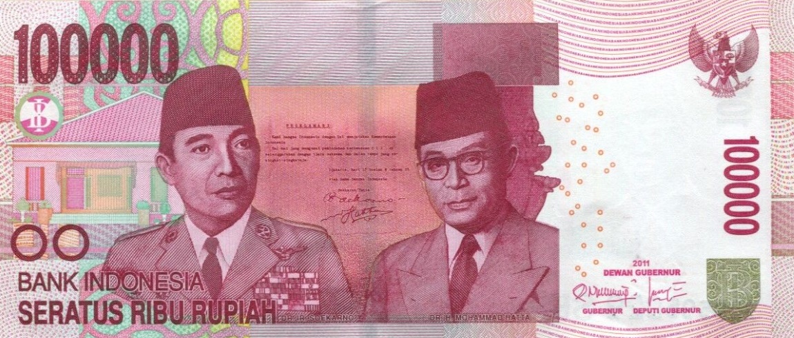 Front of Indonesia p153b: 100000 Rupiah from 2012