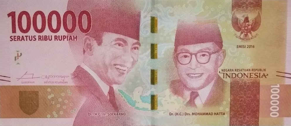 Front of Indonesia p160a: 100000 Rupiah from 2016