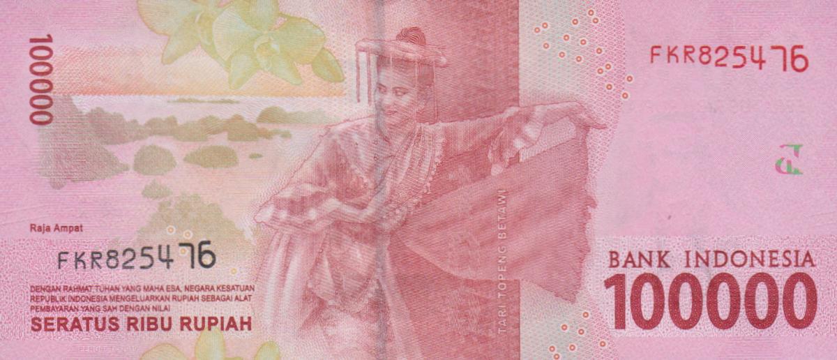 Back of Indonesia p160d: 100000 Rupiah from 2019