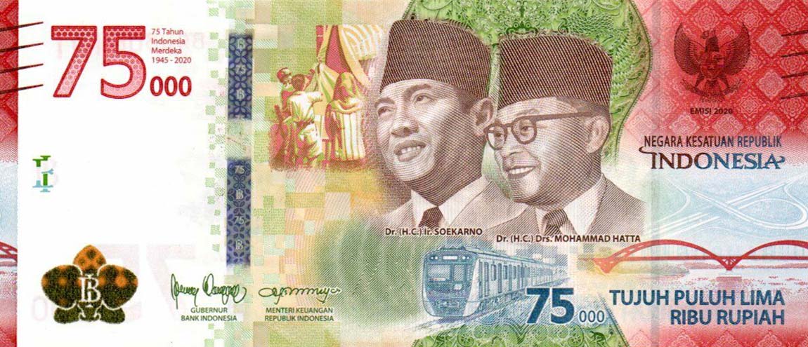 Front of Indonesia p161: 75000 Rupiah from 2020