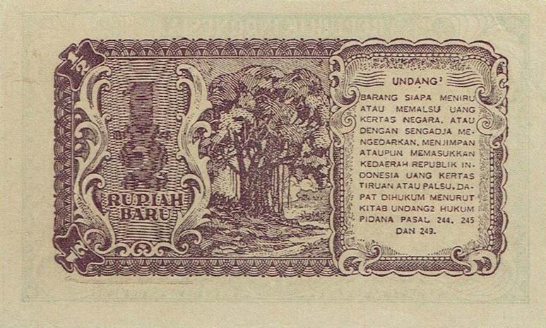 Back of Indonesia p35Ca: 0.5 New Rupiah from 1949