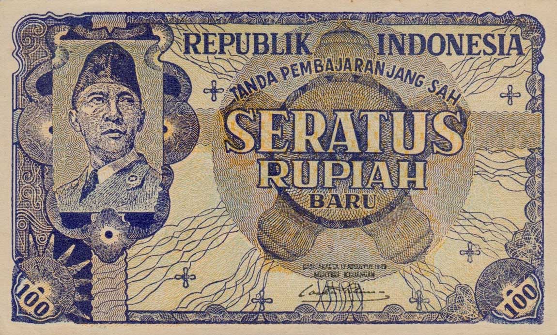 Front of Indonesia p35Ga: 100 New Rupiah from 1949