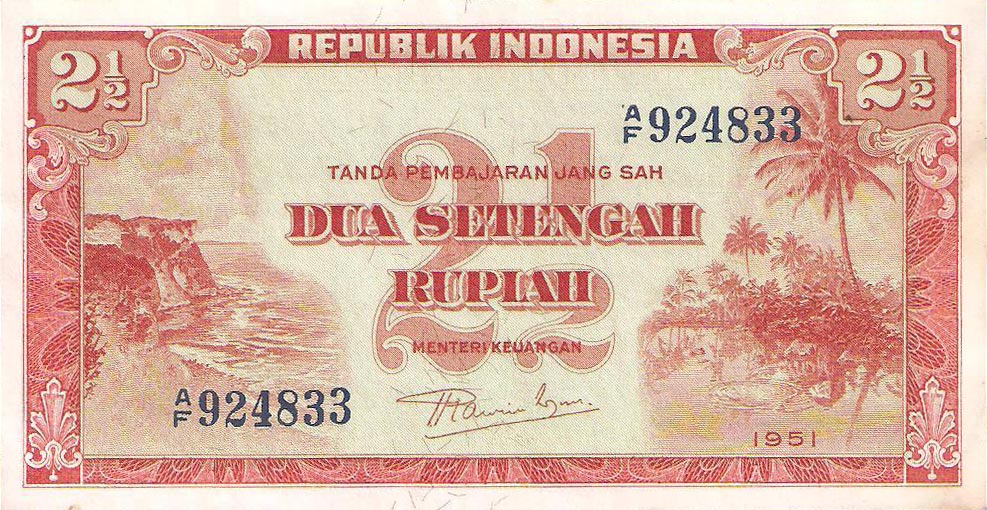 Front of Indonesia p39a: 2.5 Rupiah from 1951