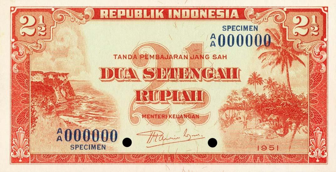 Front of Indonesia p39s: 2.5 Rupiah from 1951