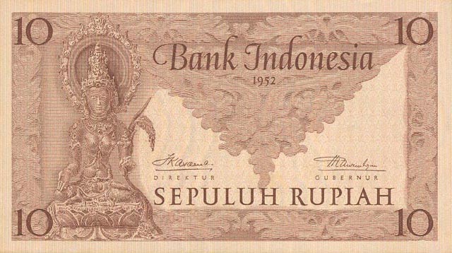Front of Indonesia p43b: 10 Rupiah from 1952