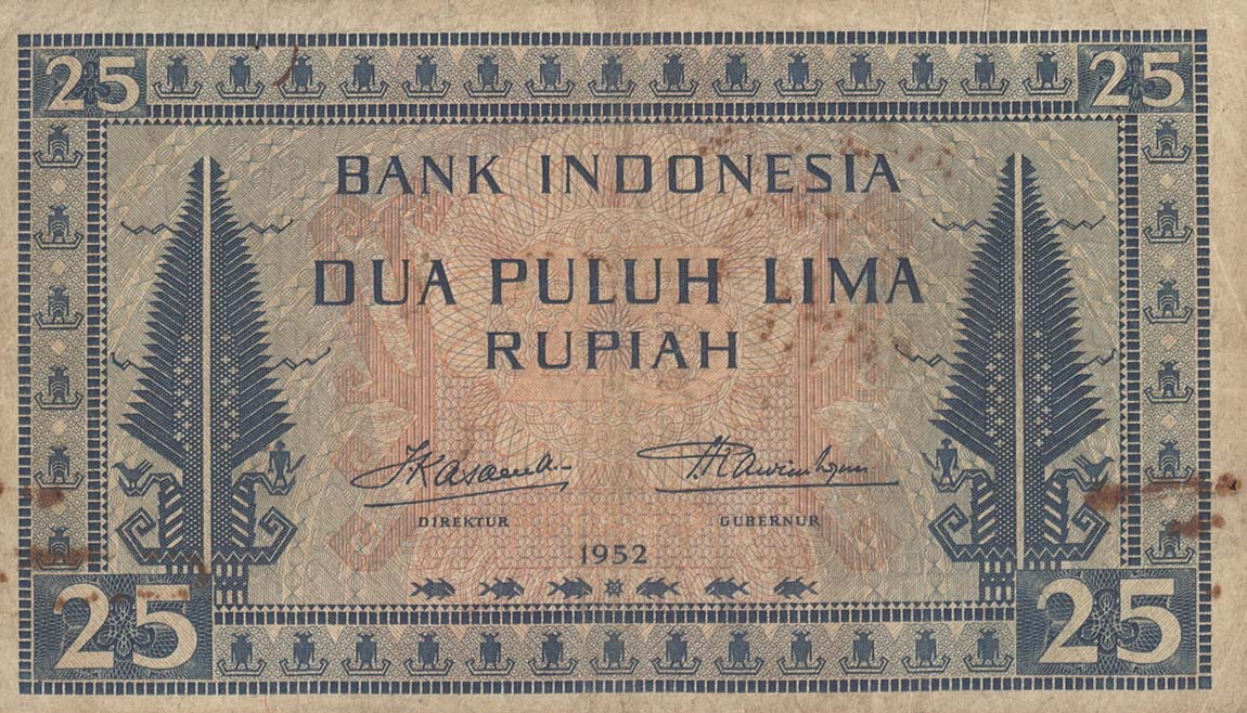 Front of Indonesia p44b: 25 Rupiah from 1952