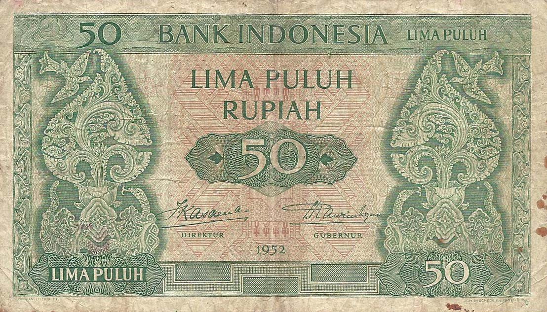 Front of Indonesia p45: 50 Rupiah from 1952