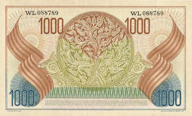 Back of Indonesia p48: 1000 Rupiah from 1952