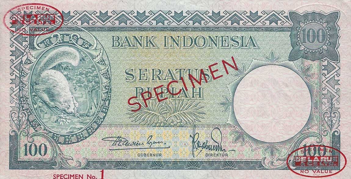 Front of Indonesia p51s: 100 Rupiah from 1957