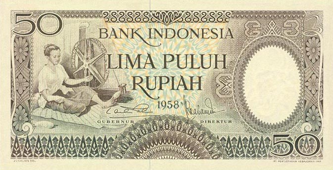 Front of Indonesia p58: 50 Rupiah from 1958