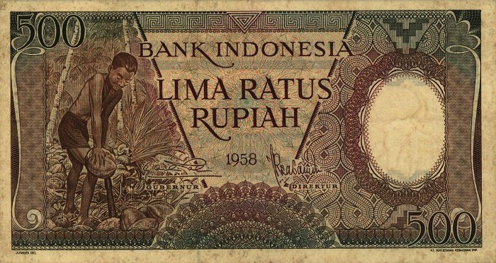 Front of Indonesia p60: 500 Rupiah from 1958