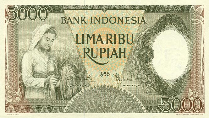 Front of Indonesia p63: 5000 Rupiah from 1958