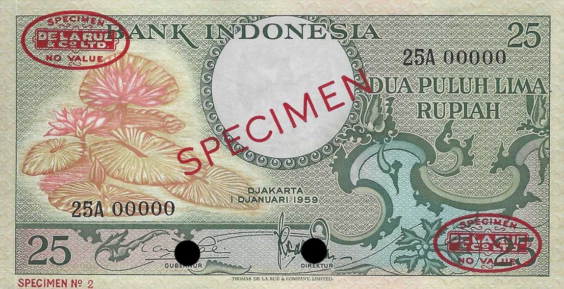 Front of Indonesia p67s: 25 Rupiah from 1959