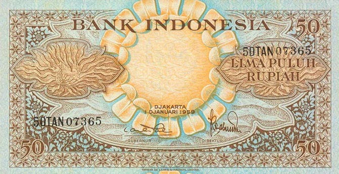 Front of Indonesia p68a: 50 Rupiah from 1959