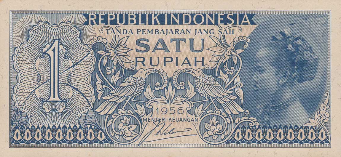 Front of Indonesia p74a: 1 Rupiah from 1956