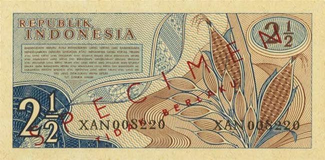 Back of Indonesia p77s: 2.5 Rupiah from 1960