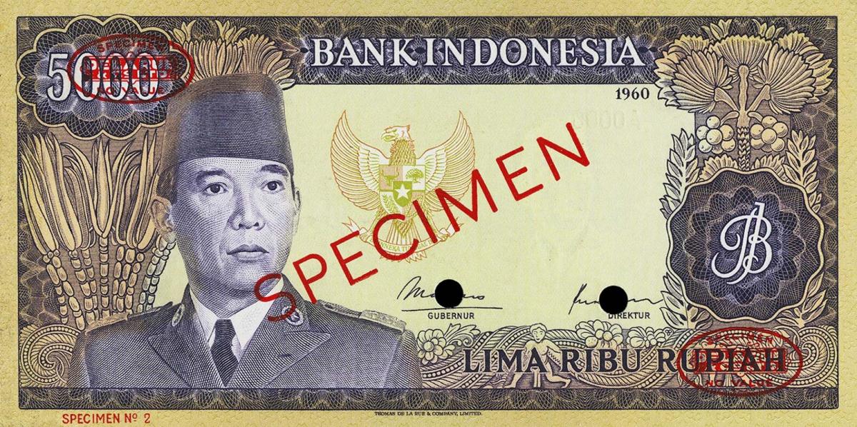 Front of Indonesia p88As: 5000 Rupiah from 1960