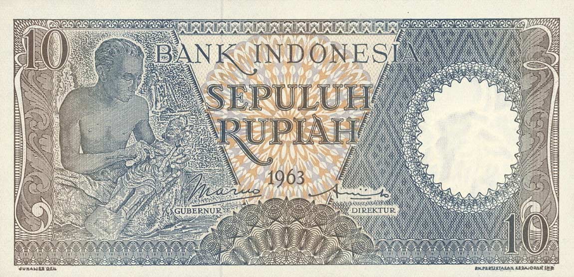 Front of Indonesia p89: 10 Rupiah from 1963