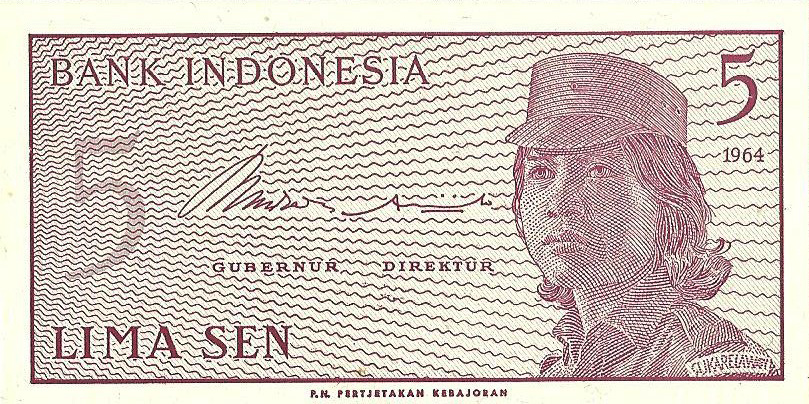 Front of Indonesia p91a: 5 Sen from 1964