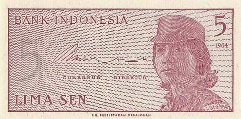 Front of Indonesia p91r: 5 Sen from 1964