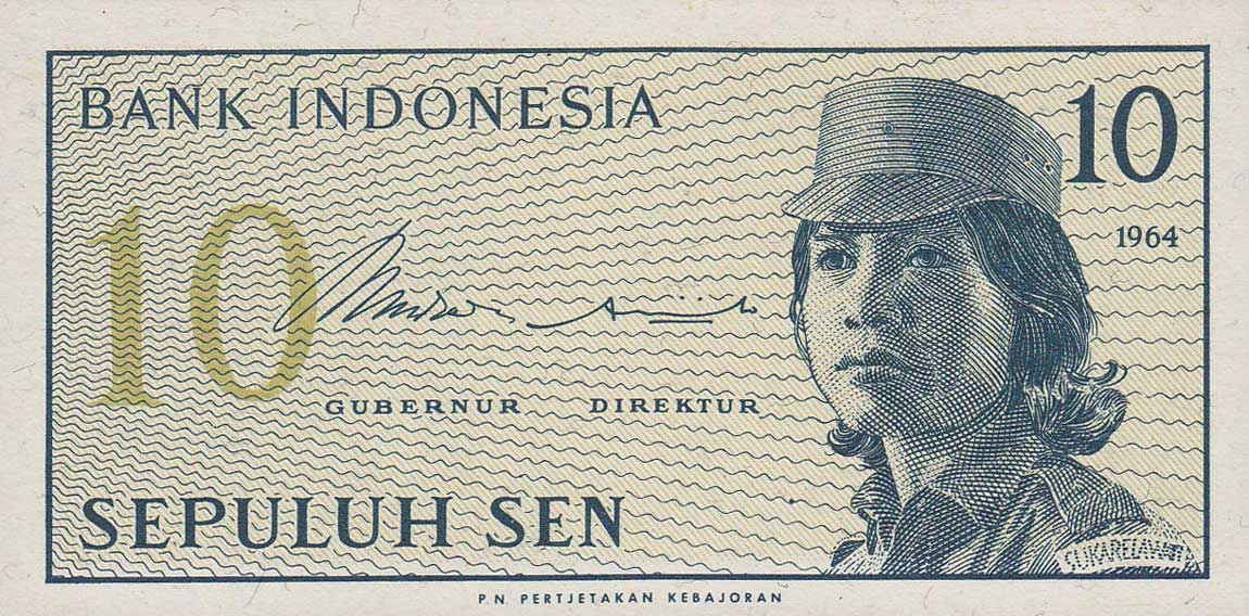 Front of Indonesia p92a: 10 Sen from 1964