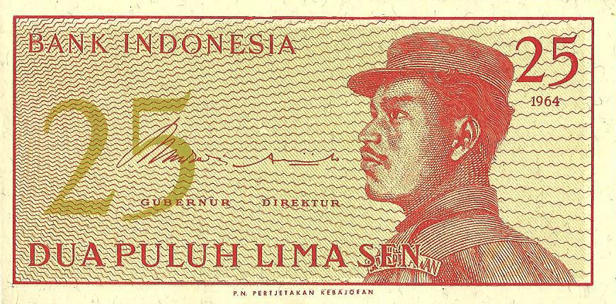 Front of Indonesia p93a: 25 Sen from 1964