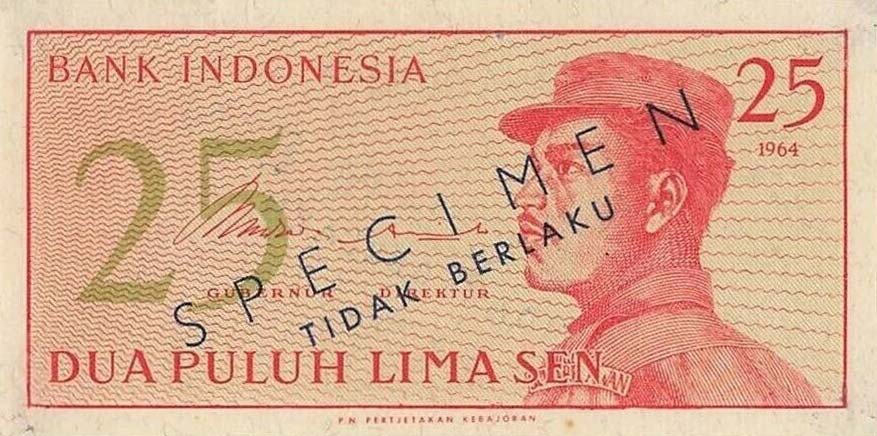 Front of Indonesia p93s: 25 Sen from 1964