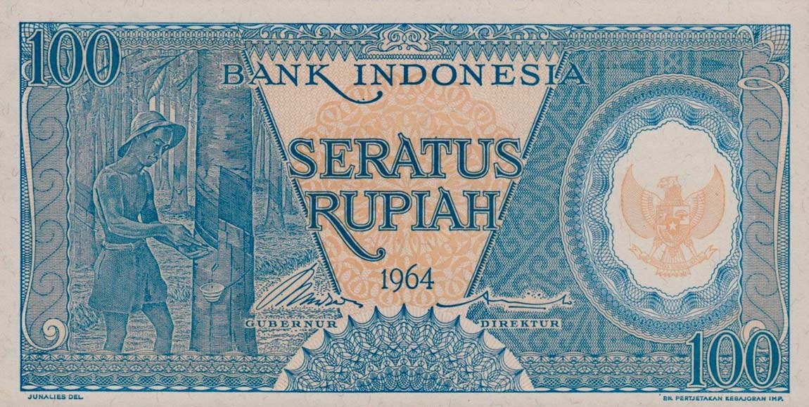 Front of Indonesia p98: 100 Rupiah from 1964