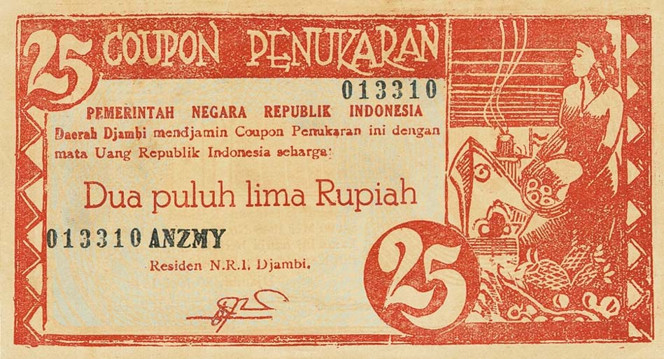 Front of Indonesia pS269: 25 Rupiah from 1948