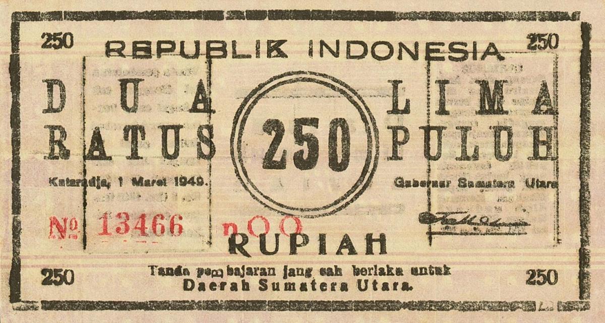 Front of Indonesia pS286: 250 Rupiah from 1949