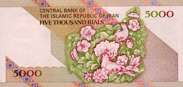 Back of Iran p145c: 5000 Rials from 1993