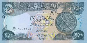 p97b from Iraq: 250 Dinars from 2018 p97b from Iraq: 250 Dinars from 2018
