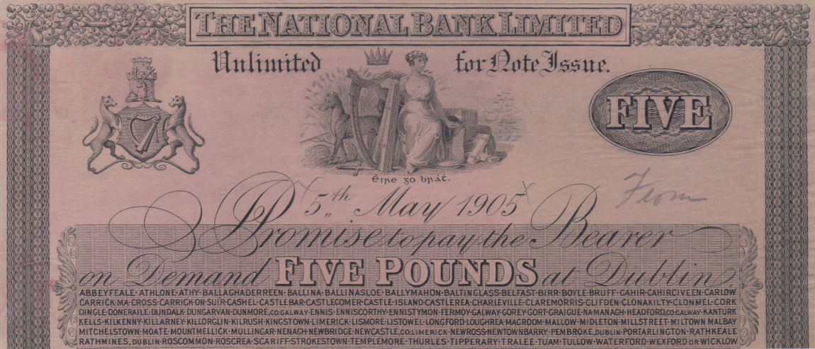 Front of Ireland p205: 5 Pounds from 1882