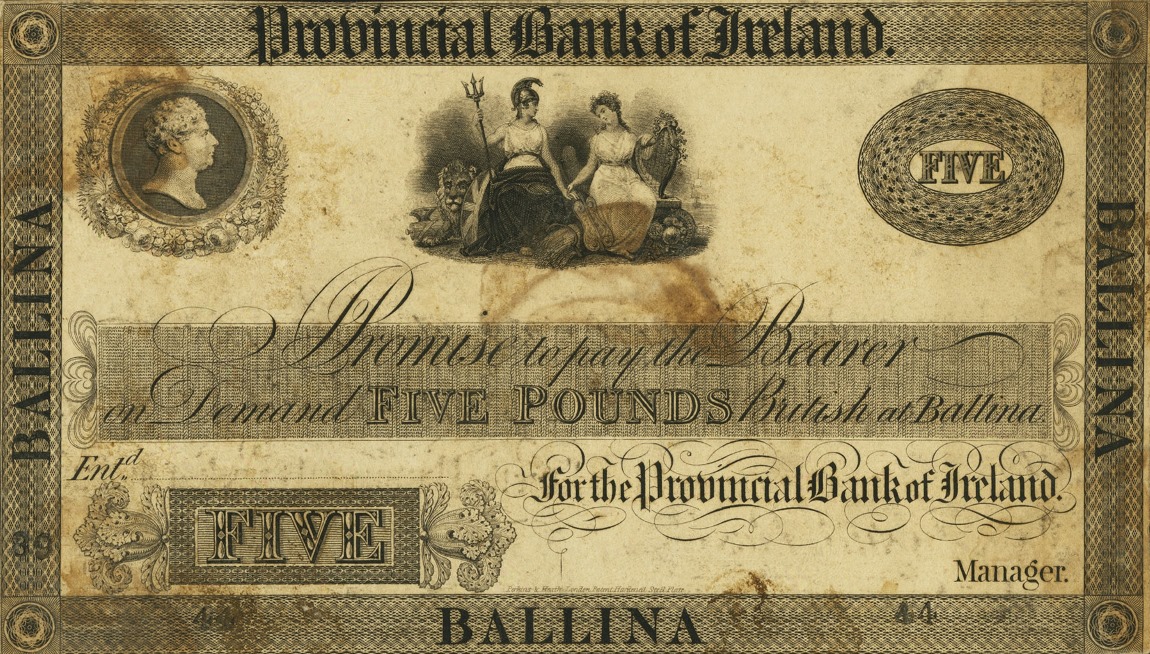 Front of Ireland p283p: 5 Pounds from 1826