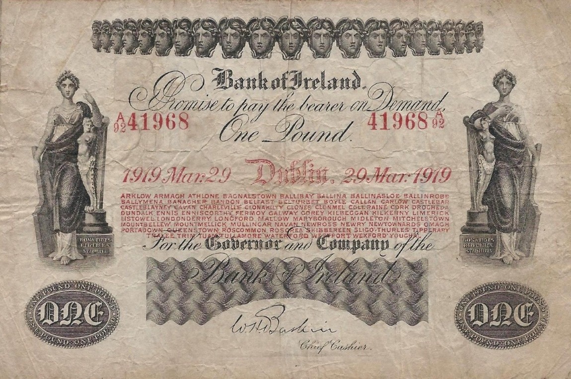 Front of Ireland p92: 1 Pound from 1918